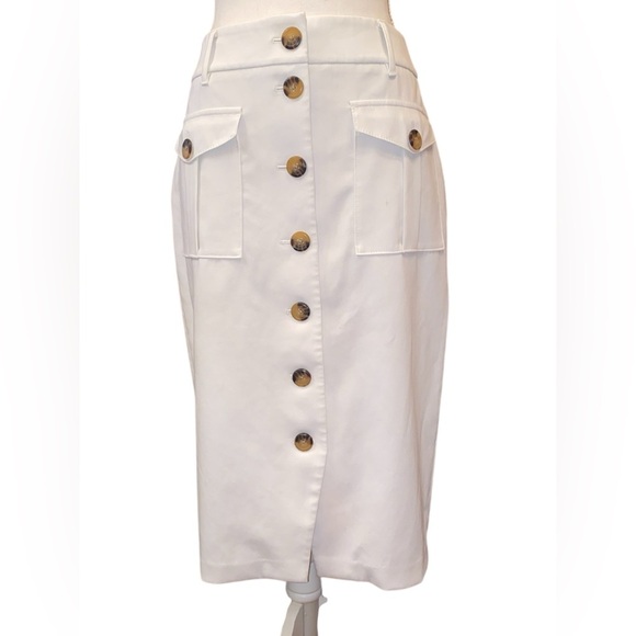 White House/Black Market Utility Skirt w/Full Front Button Closure in Cream SZ 6 - Picture 1 of 4